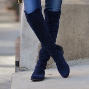 Navy suede Stuart Weitzman boots